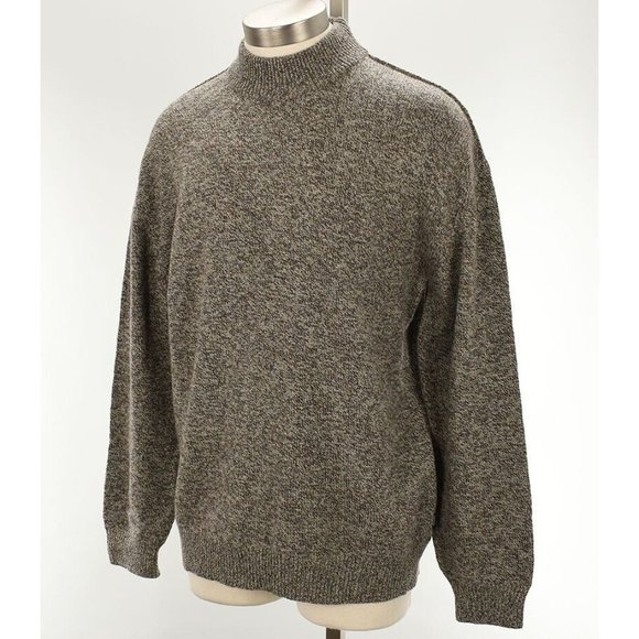 Z ZEGNA Mens Brown Gray Beige MOULINE Mockneck Wool Sweater XL NWT